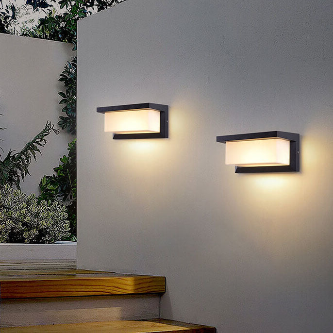 Lámpara Apliqué de Pared Exterior Moderna Minimalista Solar Rectangular PC LED Para Patio Exterior 