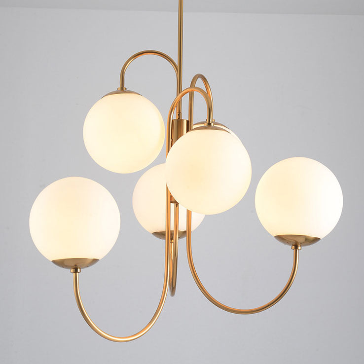 Nordic Light Luxury Minimal 6-Light Iron Glass Chandelier