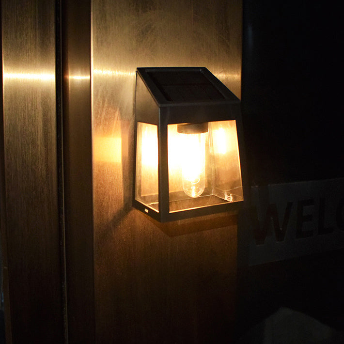 Modern Minimalist ABS PC Solar Outdoor Waterproof Trapezoidal Light Control Sensor LED Wall Sconce Lamp for Outdoor Patio