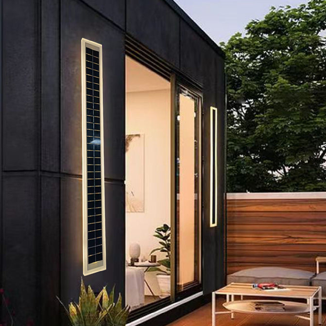 Moderne minimalistische Aluminium-Acryl Solar-Rechteckstreifen-Wandlampe für den Außenbereich, wasserdicht, LED-Wandleuchte für die Terrasse 