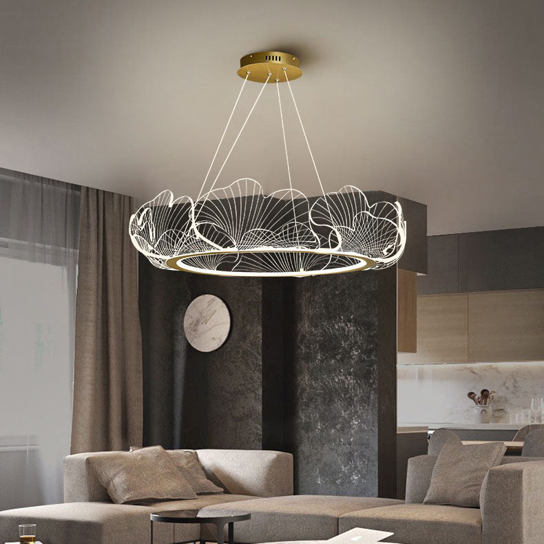 Contemporary Creative Ginkgo Leaf Iron Acrylic LED Pendant Light For Living Room