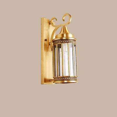 Traditional European Light Luxury Vintage Copper Glass 1/3-Light Wall Sconce Lamp