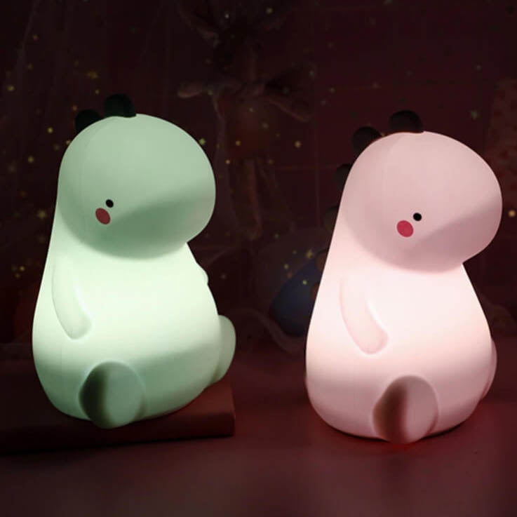 Moderna lámpara de mesa de dinosaurio de dibujos animados de silicona ABS USB LED 