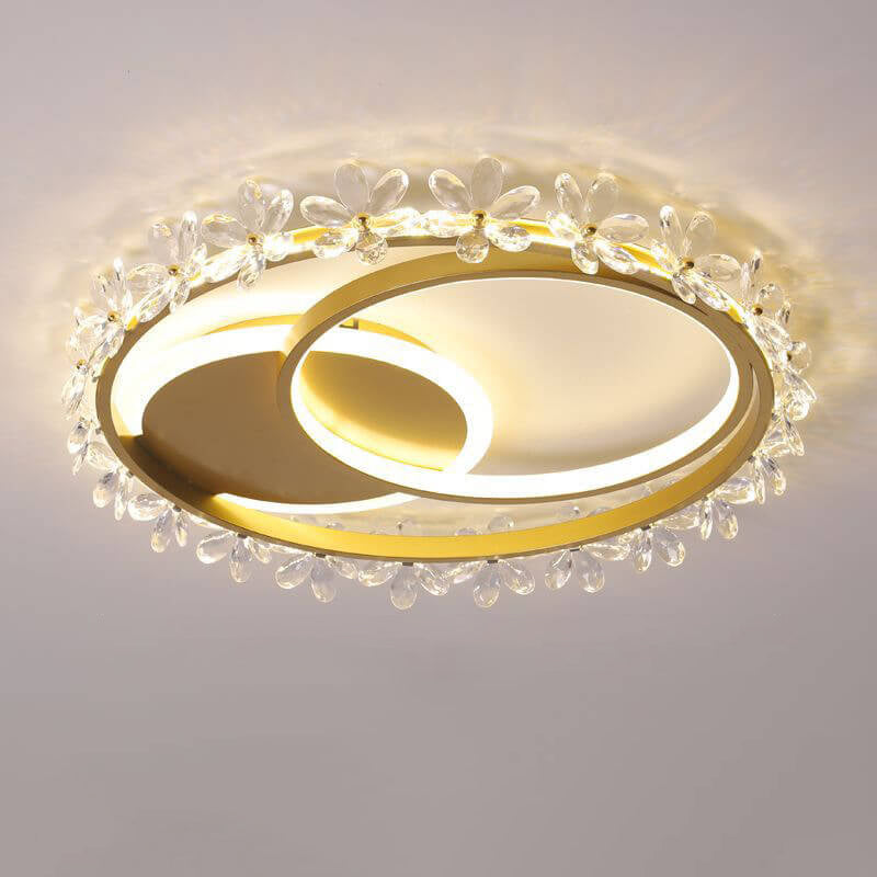 Nordic Luxury Crystal Lace Circle LED Flush Mount Ceiling Light