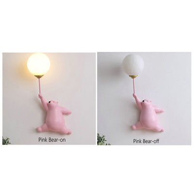 Modern Creative Bear Iron Glass 1-Light Wall Sconce Lamp