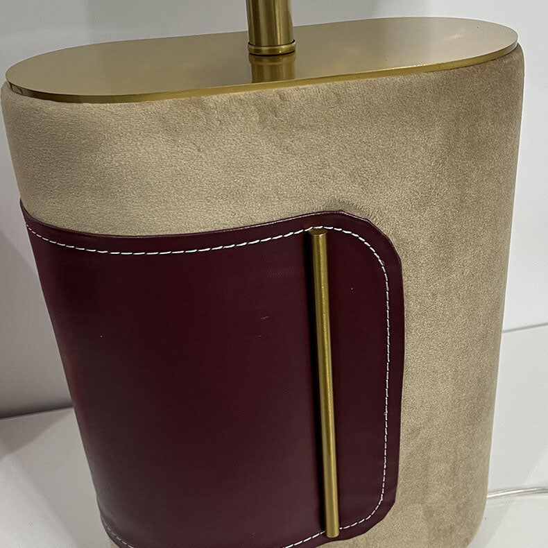 Lampe de table moderne de luxe en cuir et tissu à base de velours à 1 lumière 