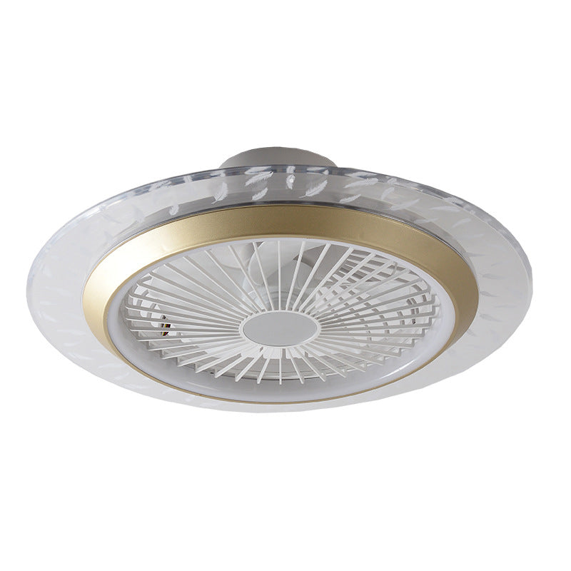 Modern RGB Acrylic Round LED Seme-Flush Mount Ceiling Fan Light