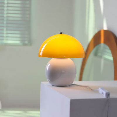 Nordic Vintage Glass Mushroom Ceramic LED Table Lamp