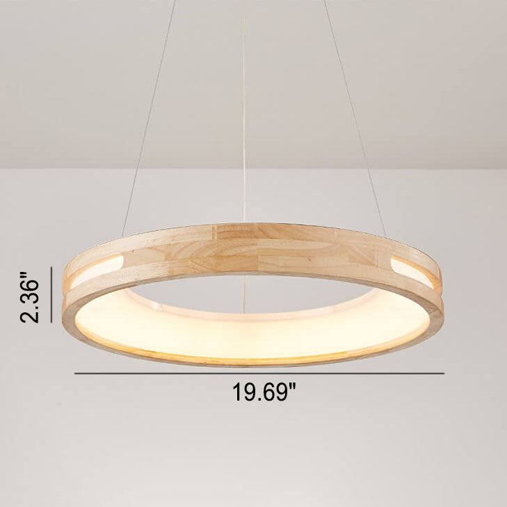 Japanese Simplicity Log Circle Island Light LED Chandelier