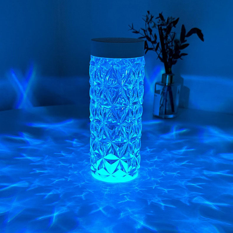 Kreative Rosenblatt-Diamant-Acryl-Säulen-LED-Nachttischlampe 