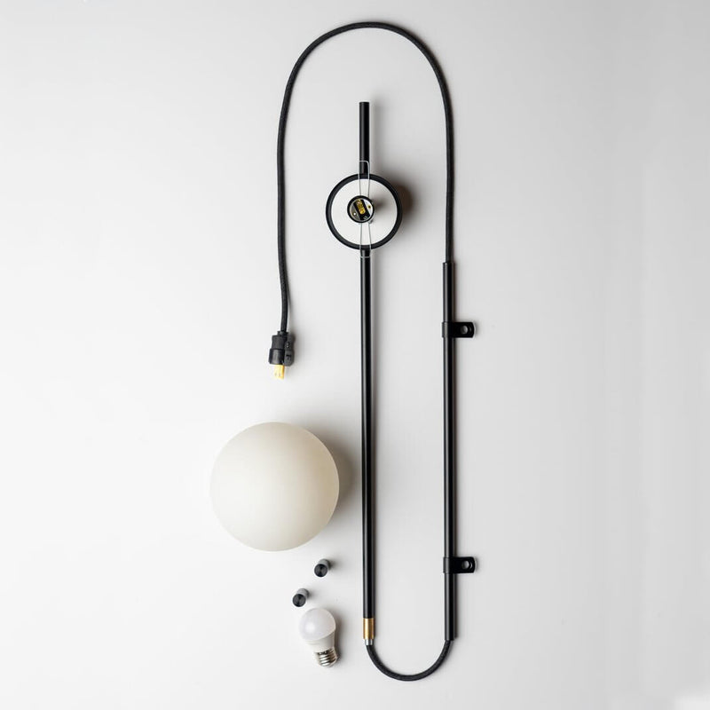 Minimalist Long Pole Glass Globe1-Light Wall Sconce Lamp