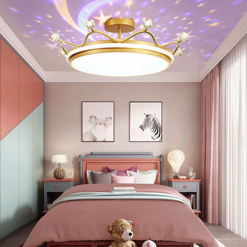 Zeitgenössische kreative Kinder Krone Eisen Acryl LED Deckenleuchte für das Schlafzimmer 