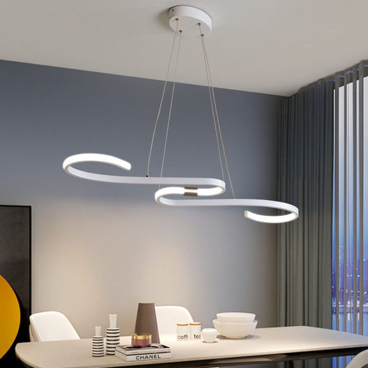 Nordic Minimalist Lines Aluminium-Silikon-LED-Insel-Licht-Kronleuchter 