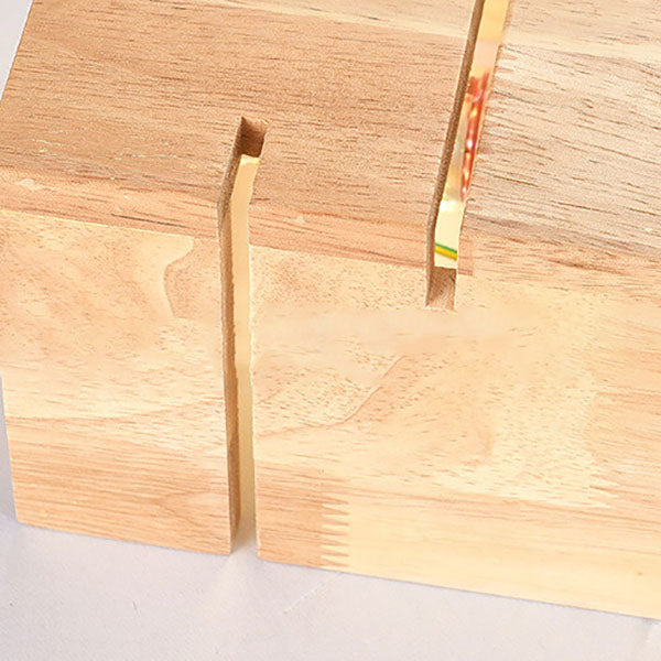 Japanese Minimalist Wooden Square 2-Light Wall Sconce Lamp