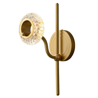 Modern Light Luxury Brass Glass Circle 1/2 Light Wall Sconce Lamp