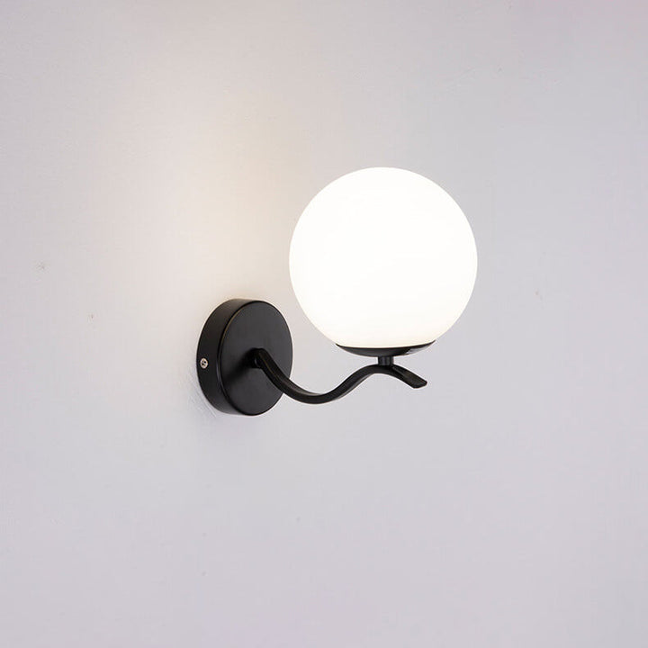Lámpara de Aplique de Pared de 1 Luz con Pantalla Esférica de Vidrio y Soporte de Hierro de Lujo 