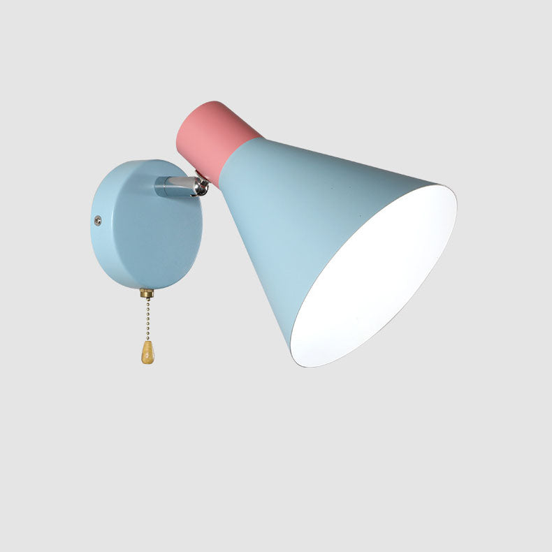 Nordic Simple Blue Cone Shade 1-Licht-Lesewandleuchte