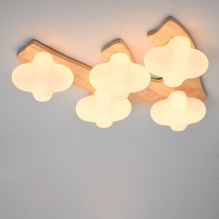 Japanese Cream Logs Cloudy Plum 3/5 Light Flush Mount Ceiling Light