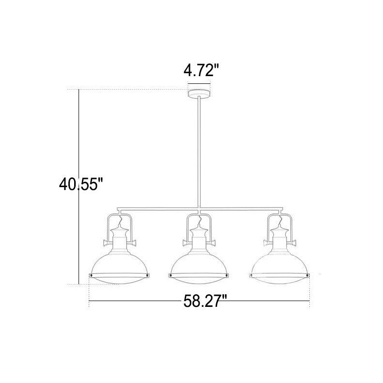 Industrial Vintage Iron Pot Lid Rotatable 1/3 Light Chandelier