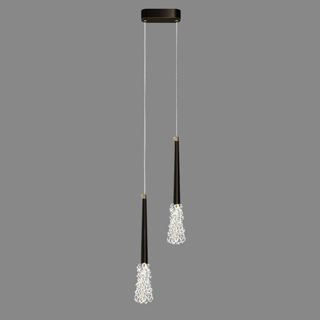 Moderne Kupfer-Klarglas-Tapered 1/2 Licht Pendelleuchte 