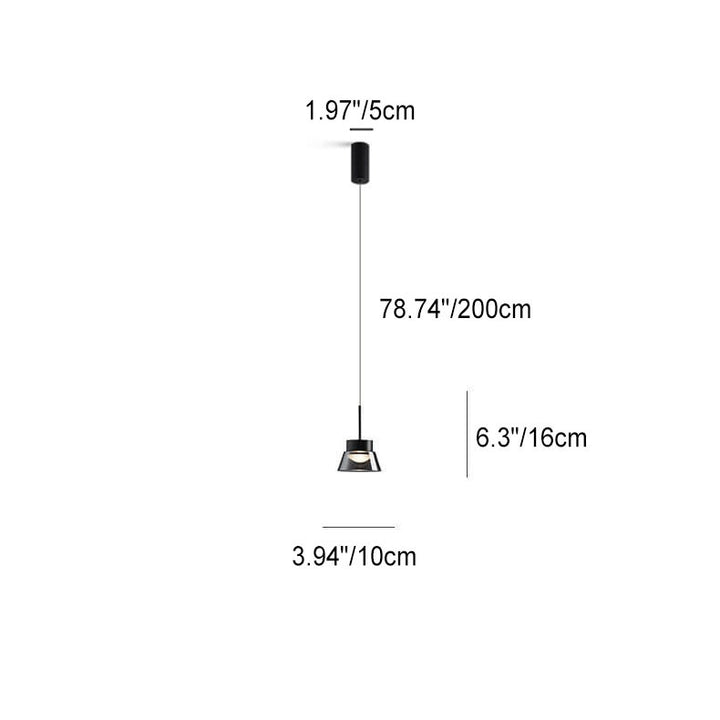 Modern Minimalist Smoke Gray Aluminum Glass Cone Acrylic LED Chandelier for Living Room