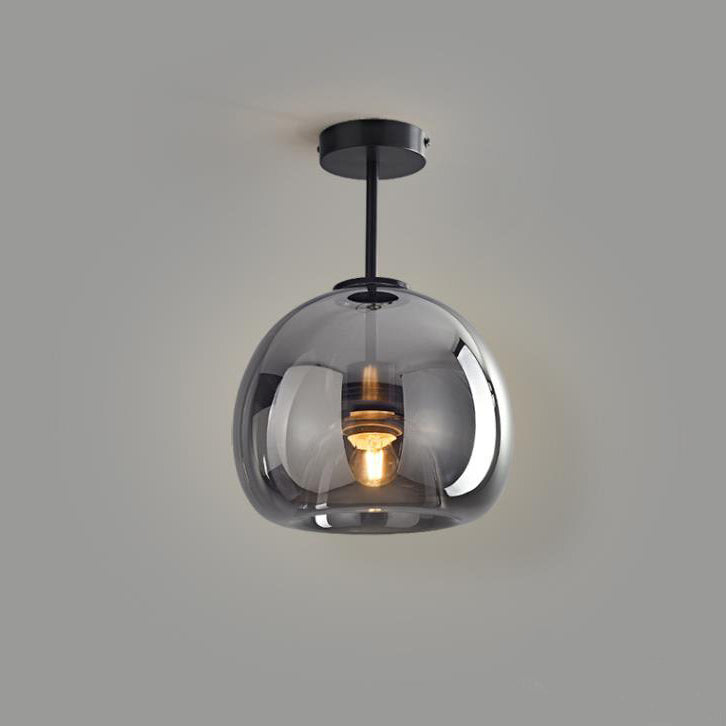 Nordic Light Luxury Round Glass Ball 1-Light Semi-Flush Mount Ceiling Light