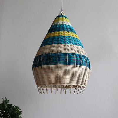 Modern Colorful Bamboo Weaving 1-Light Pendant Light