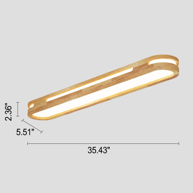 Nordic Minimalist Solid Wood Acrylic Ring LED Flush Mount Ceiling Light