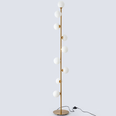 Contemporary Scandinavian Cylindrical Metal Glass 9-Light Standing Floor Lamp For Living Room
