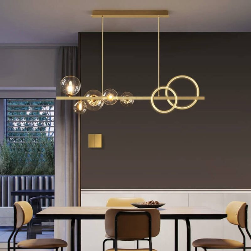 Nordic Luxury Glass Ball Ring 5-Light Island Light Chandelier