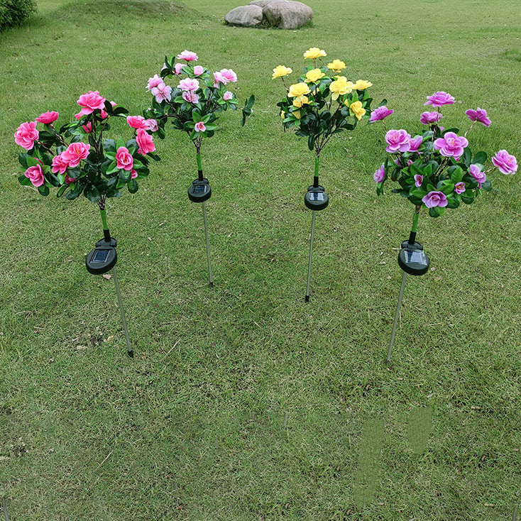 Modern Creative Simulation Azalea Decorative Solar Outdoor Lawn LED Garden Ground Insert Landscape Light