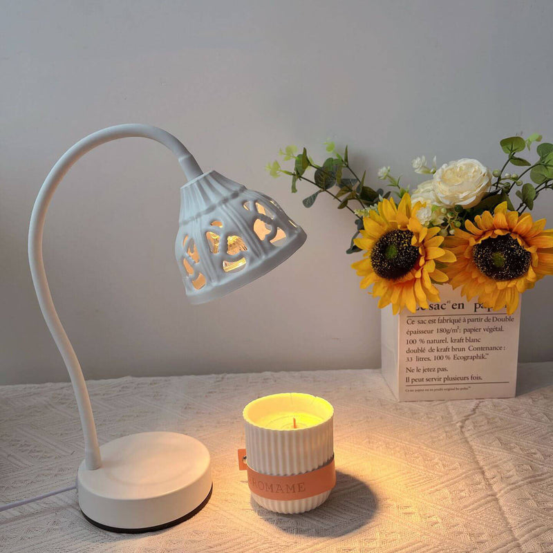 Lámpara de mesa de cera derretida de 1 luz de metal con diseño redondo hueco estilo europeo 