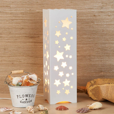 Lampe de table moderne et créative avec colonne carrée creusée à 1 lumière 