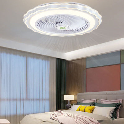 Modern Creative Round Flower LED Flush Mount Ceiling Fan Light