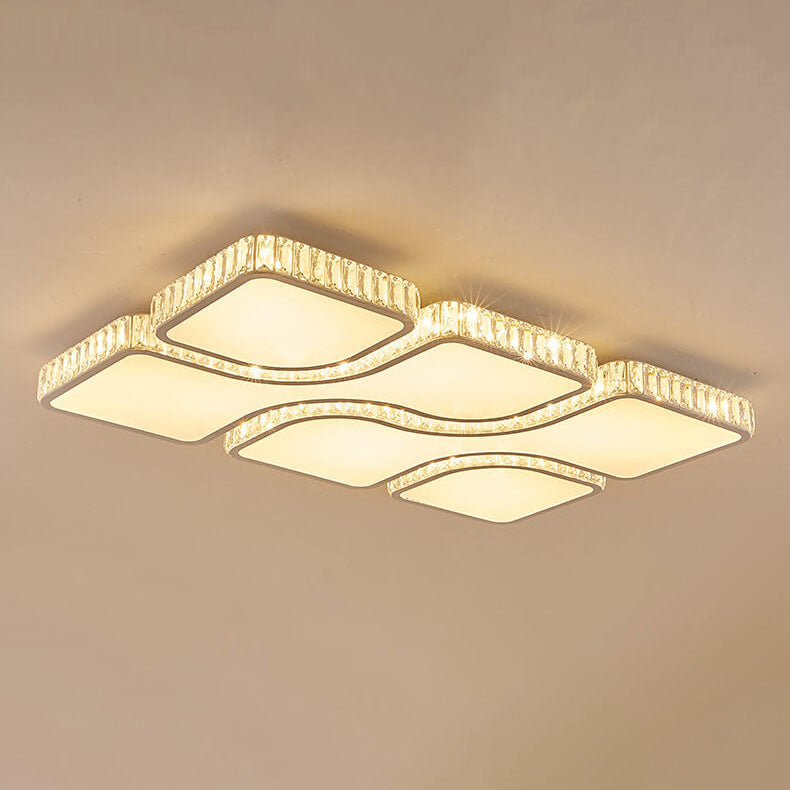 Modern Light Luxury Gold Rectangular Metal LED Flush Mount Light