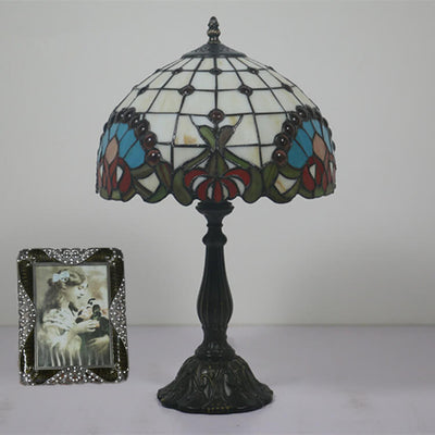 European Tiffany Baroque Gem Stained Glass 1-Light Table Lamp