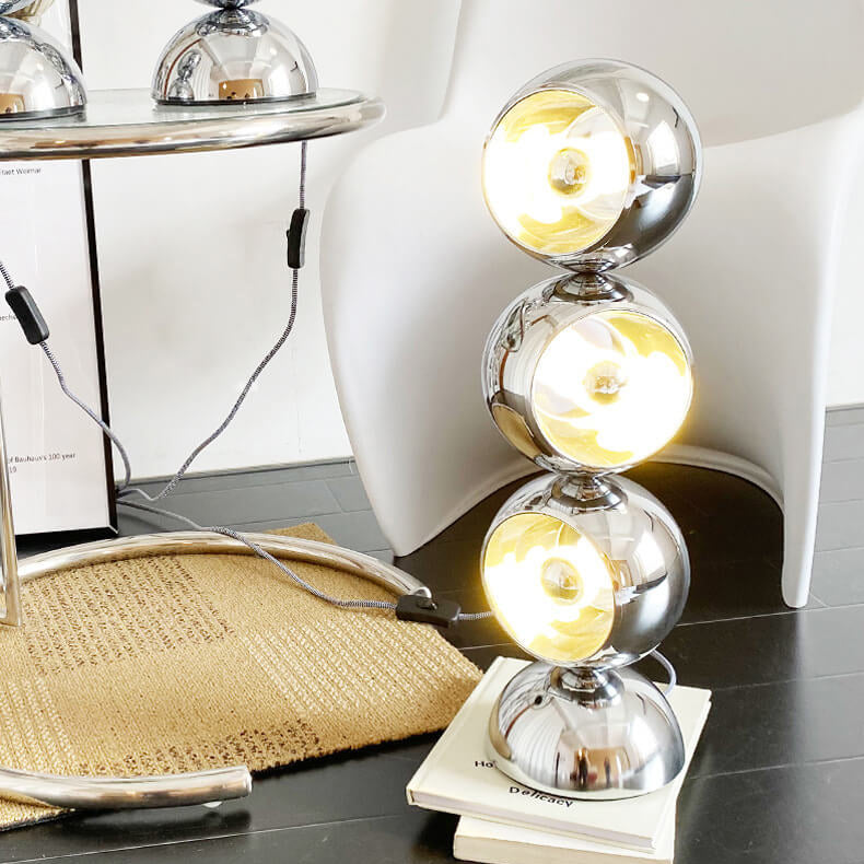 Nordischer minimalistischer Chrom-Metall-Orb 1/2/3 Licht-Tischlampe 
