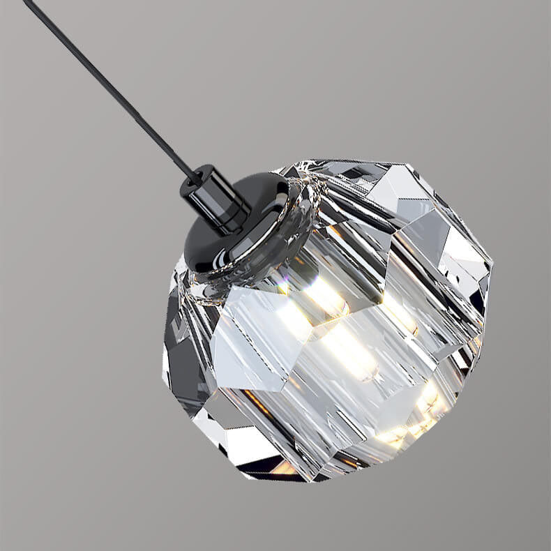 Lámpara Colgante Curva de 2 Luces de Bola de Cristal Simple de Lujo Ligero 
