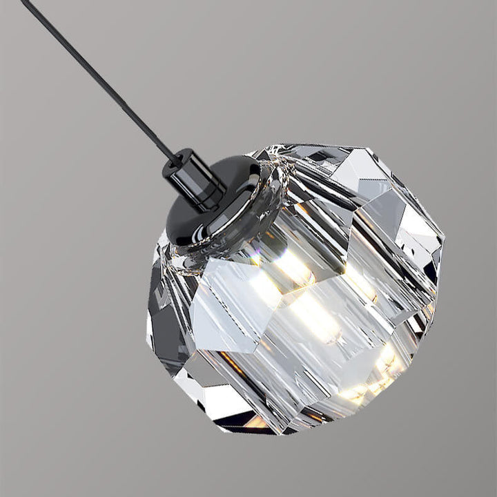 Lámpara Colgante Curva de 2 Luces de Bola de Cristal Simple de Lujo Ligero 