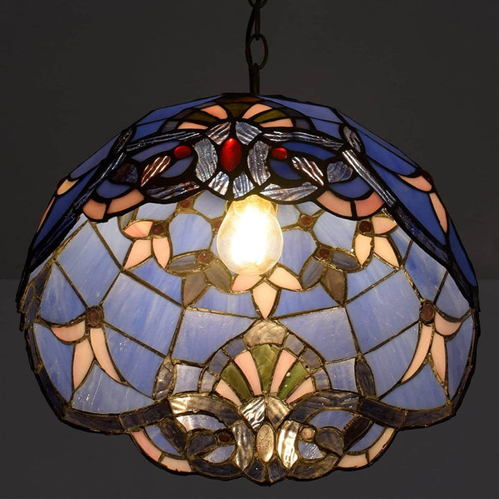 Europäische Retro Blaue Barock Buntglas 1-Licht Pendelleuchte 
