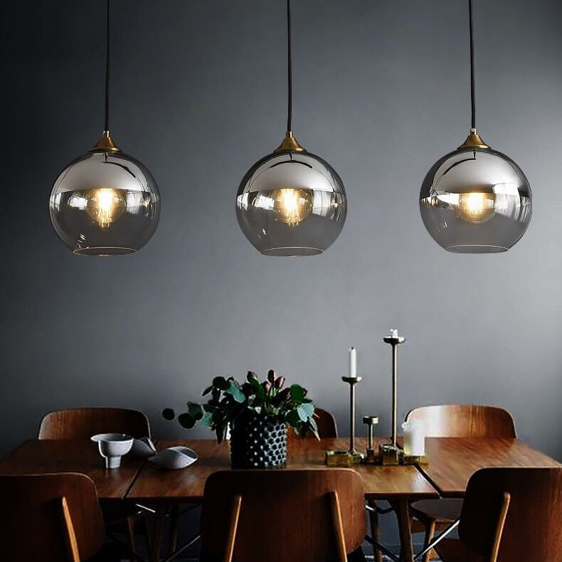 Lámpara colgante de 1 luz con pantalla esférica de vidrio de simplicidad moderna para dormitorio 