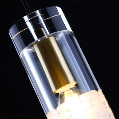 Nordic Light Luxury Crystal Column Brass 1/3 Light Island Light Chandelier