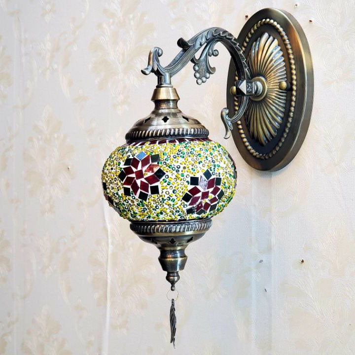 European Vintage Exotic Cracked Glass 1-Light Wall Sconce Lamp