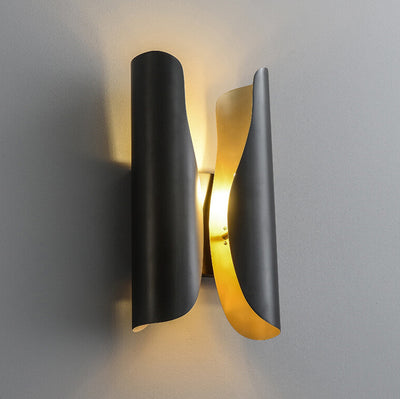 Modern Light Luxury Creative Rolled Edge Brass 2-Light Wall Sconce Lamp