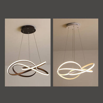 ثريا LED من الألومنيوم والأكريليك بتصميم حلقة فنية نوردية 