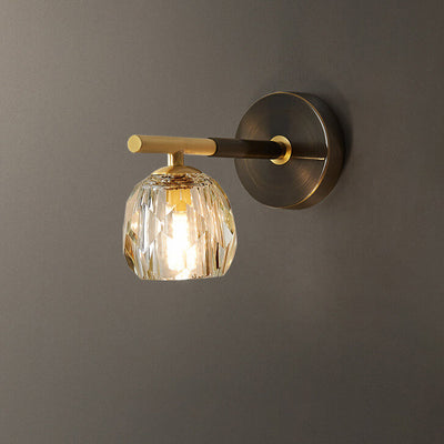 All Copper Light Luxury Crystal 1/2-Light Wall Sconce Lamp