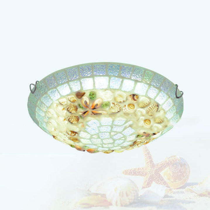 Tiffany Creative Mosaic Shells 1-Light Flush Mount Ceiling Light ...
