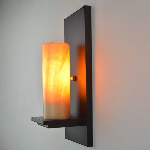 Applique Murale Moderne Industrielle Vintage en Fer avec 1 Lumière et Base en Marbre 