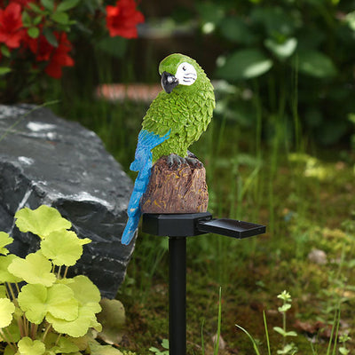 Outdoor Solar Waterproof Colorful Resin Parrot LED Lawn Insert Landscape Light