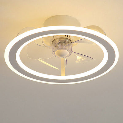 Nordic Creative Round LED Semi-Flush Mount Ceiling Fan Light